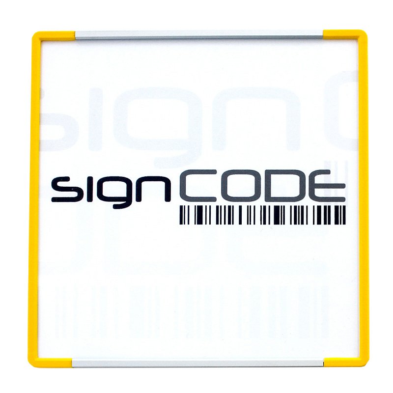 Orientační tabulka SignCode s plexi, žlutá 148x600 mm