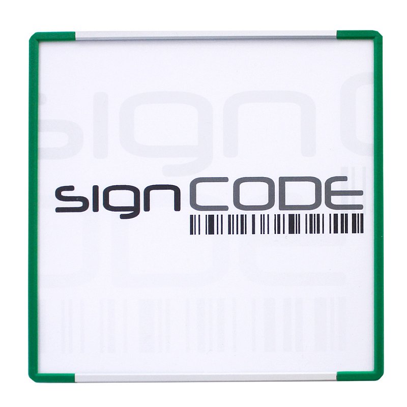 Orientační tabulka SignCode s plexi, zelená 105x297 mm