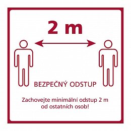 Podlahová samolepka, čtverec - Zachovejte odstup