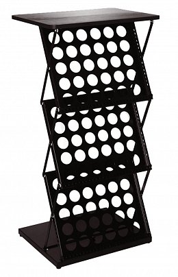 Skládací stolek s kapsami na letáky 6 x A4, černý